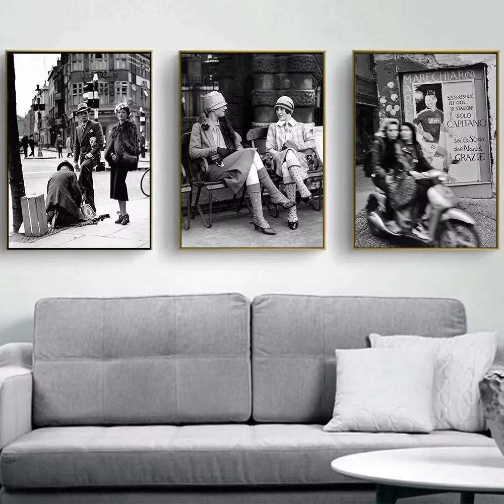 Vintage Fashion Photography - Modny czarno-biały vintage obraz fotograficzny Włochy