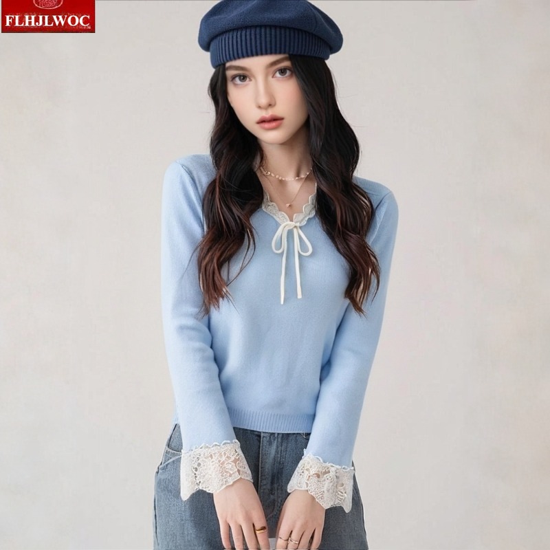 Vintage Fashion In Japan - Bluzki z kokardą Swetry Pulowery Moda