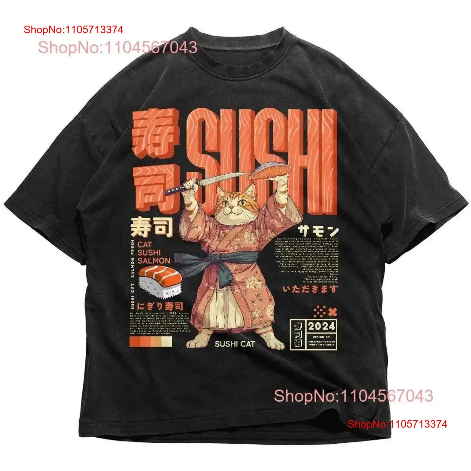 Vintage Fashion In Tokyo - Koszulka Sushi Cat Japońska Retro Tokio