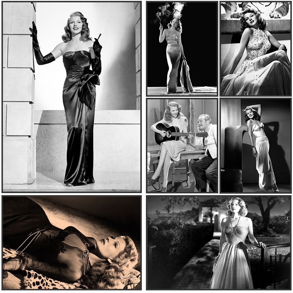 Vintage Fashion Photography - Plakat Rita Hayworth, czarno-biały, nadruk Rita