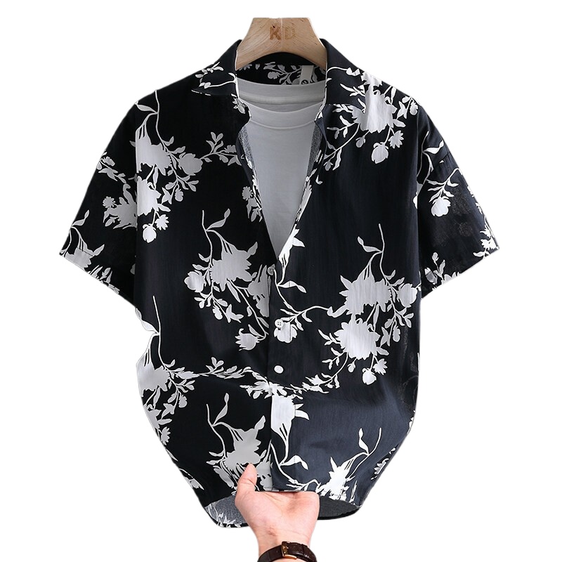 Printed Floral Shirt - Popularna letnia hawajska koszula męska z